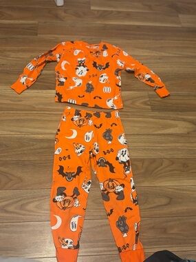 Boys Orange and Black Halloween Top with Pumpkin & Ghost Print